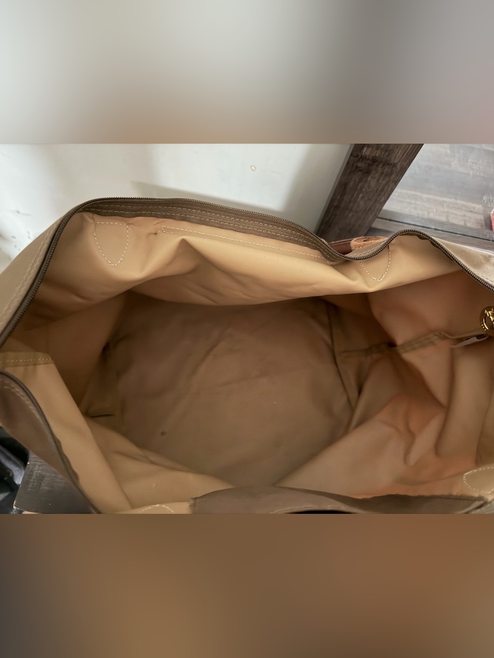 Longchamp Brown Nylon Tote with Tan Leather Trim - Picture 2 of 7